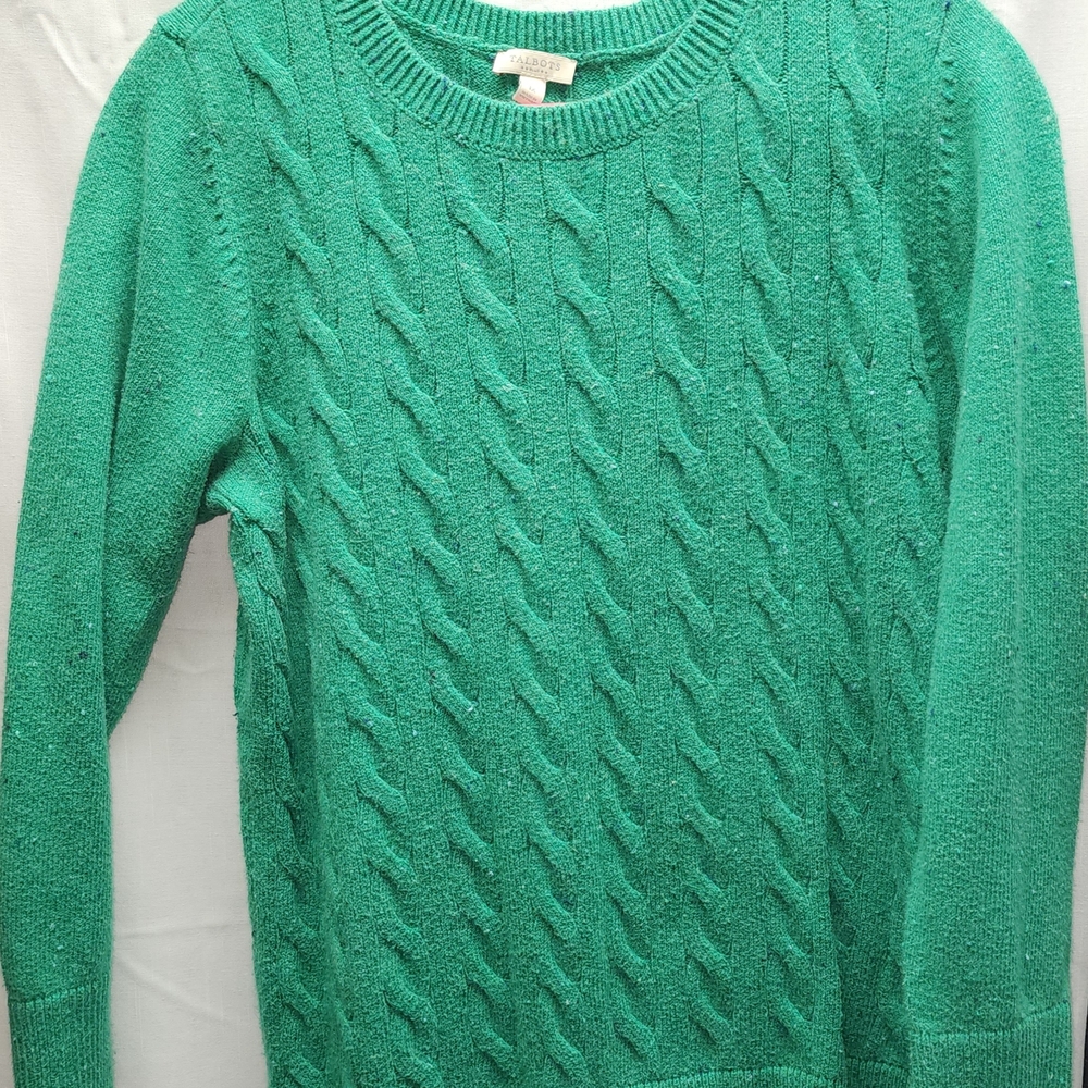 Talbots Green Cable Knit Sweater